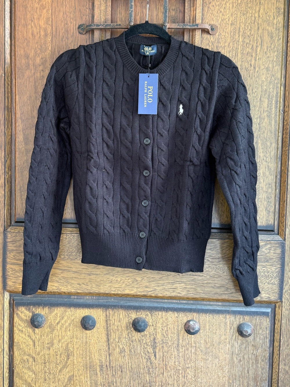 Polo by Ralph Lauren Black Cable Cardigan Size L